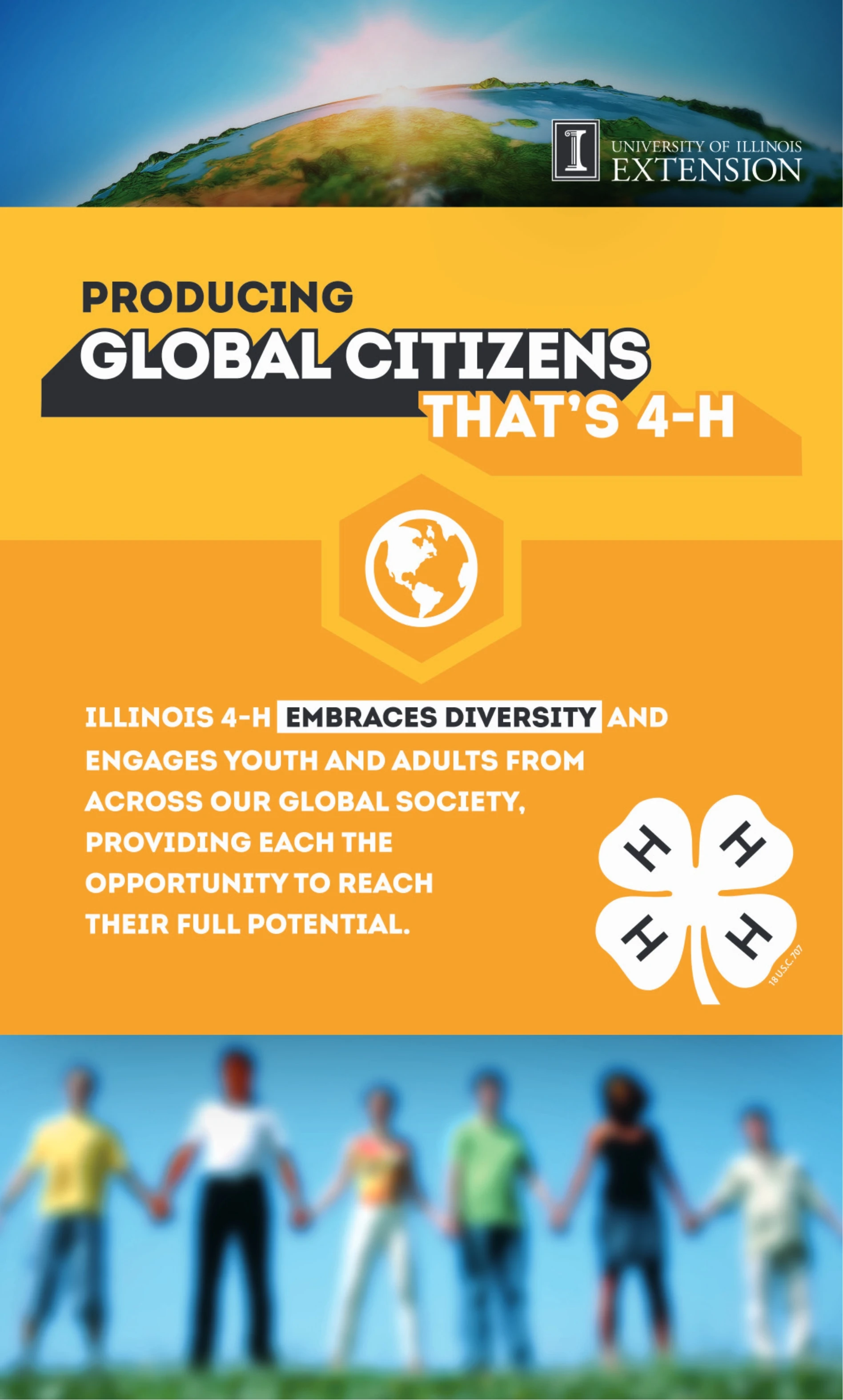 A poster with the words producing global citizens that 4 h.