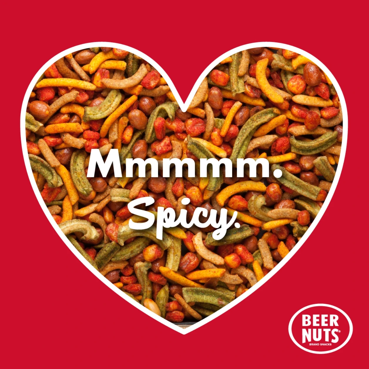A heart shaped heart with the words mmmm spicy on it.