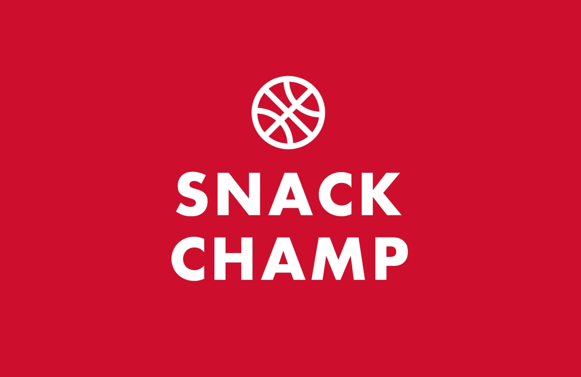 A basketball icon and the words Snack Champ on a red background.