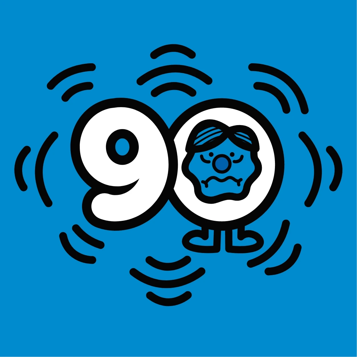 A blue background with the word 90 on it.