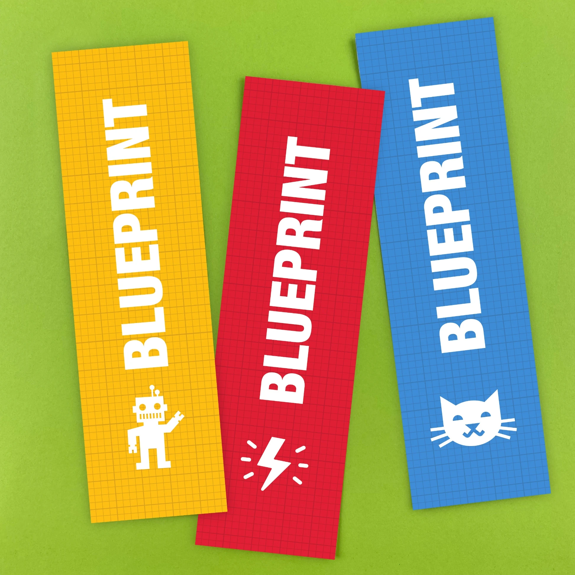 A group of colorful rectangular banners.