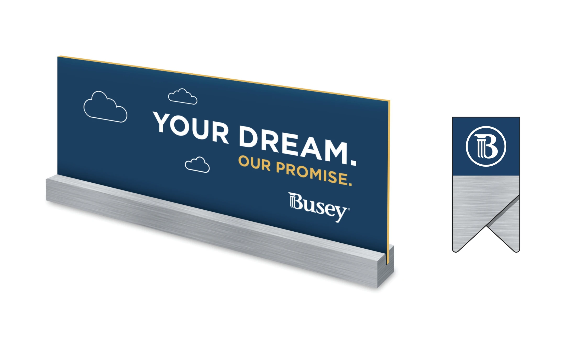 A business card with the words your dream, our promise.