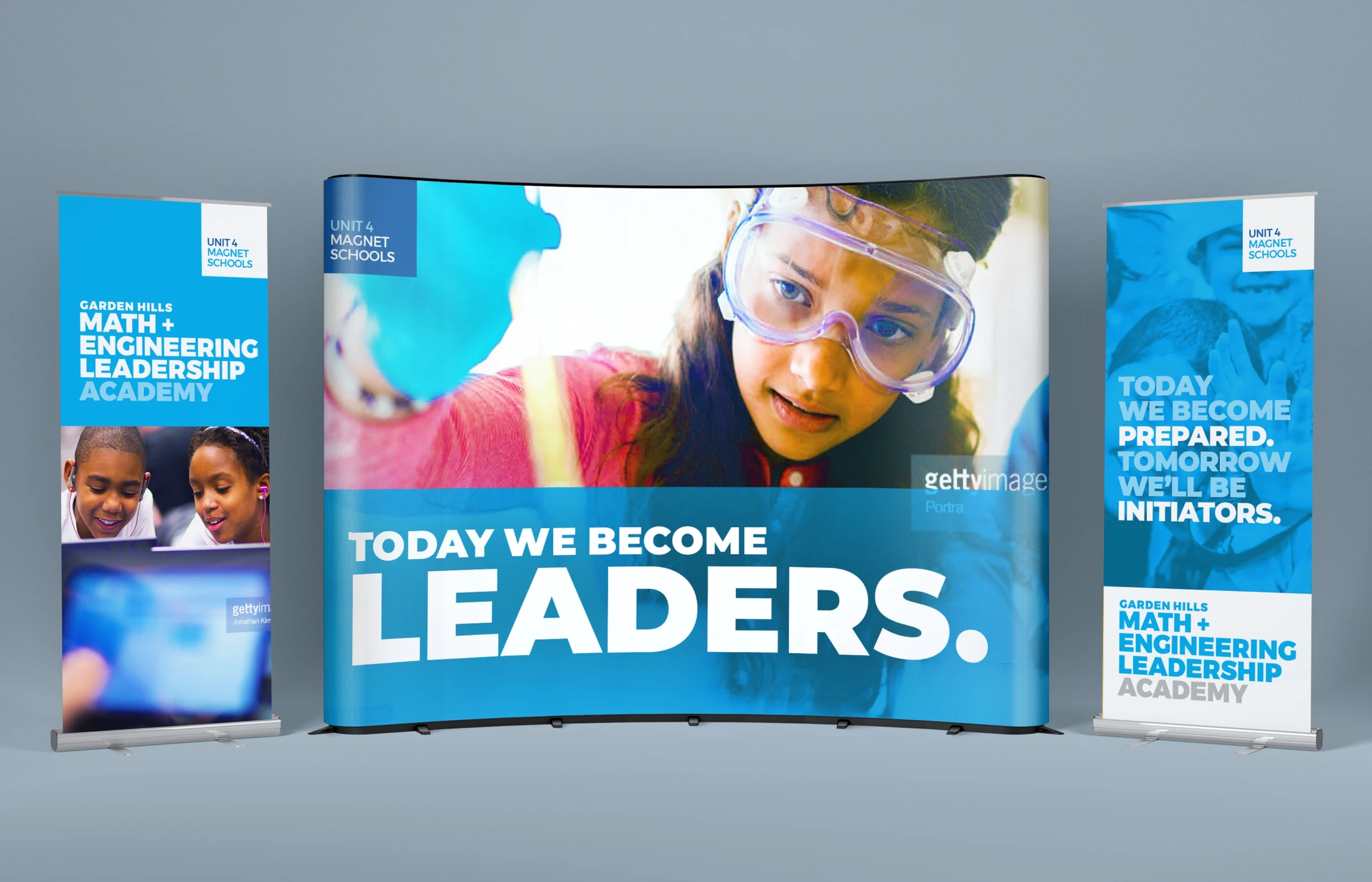 Today we become leaders roll up banners.