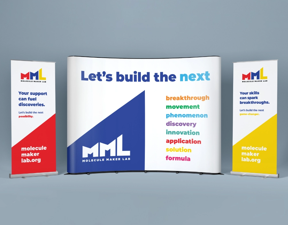 Various case study banners to be used at trade shows.