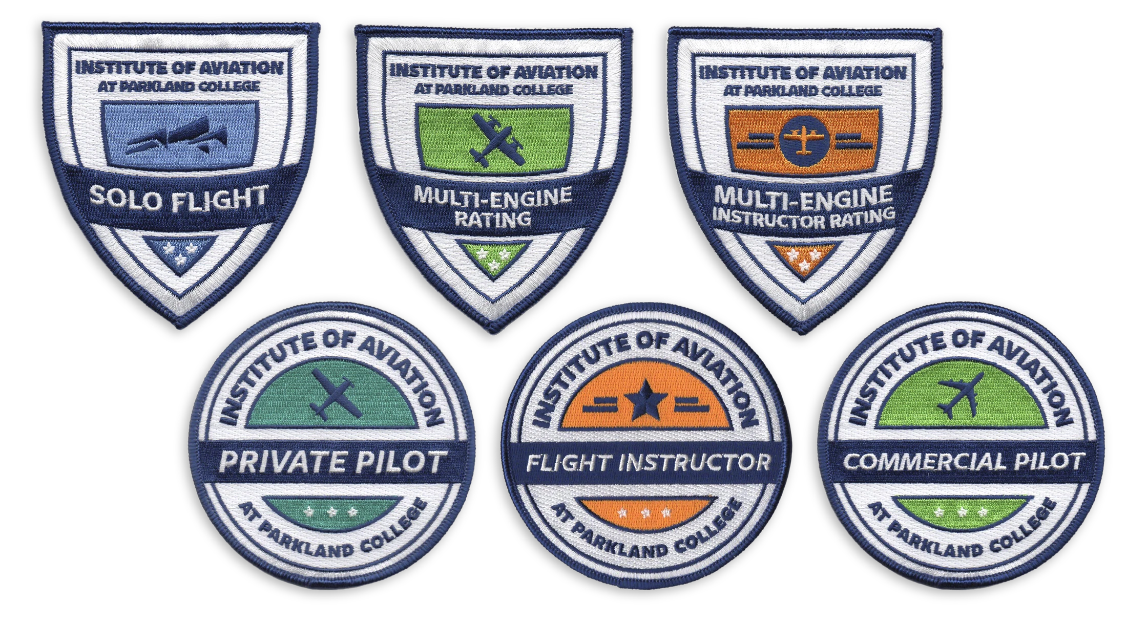 A group of obtainable pilot badges.