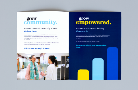 A spread of portfolios branded with Rantoul City Schools colors and logos.