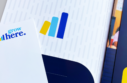 A spread of portfolios branded with Rantoul City Schools colors and logos.