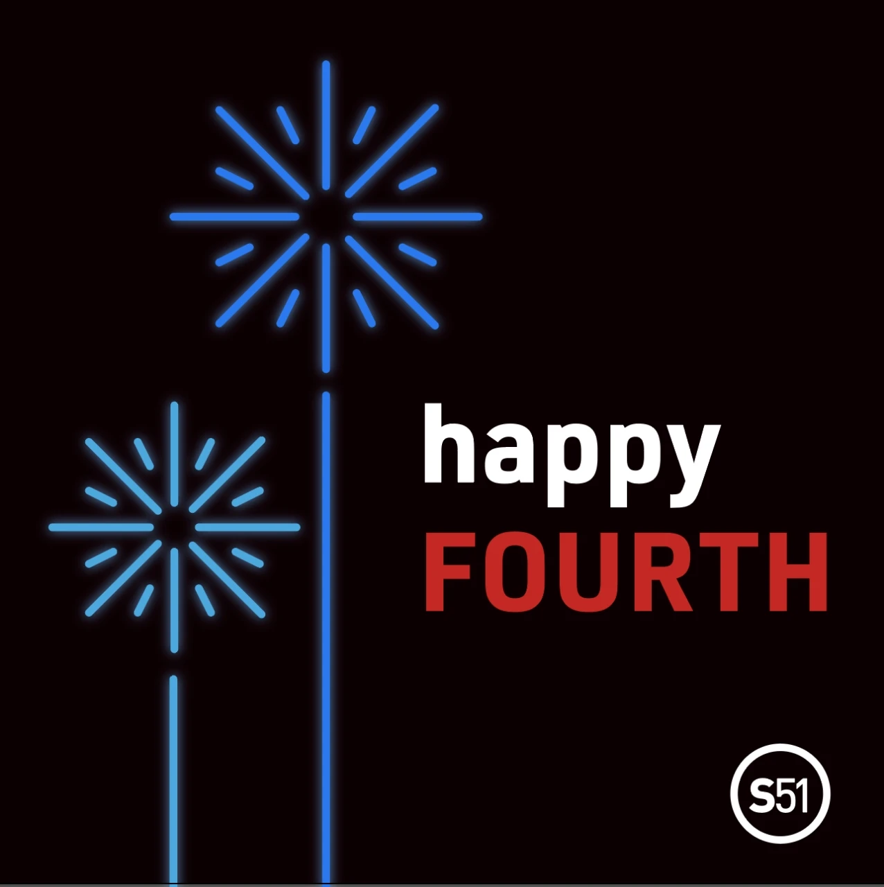 A happy fourth of july card with fireworks and the words happy fourth of july.