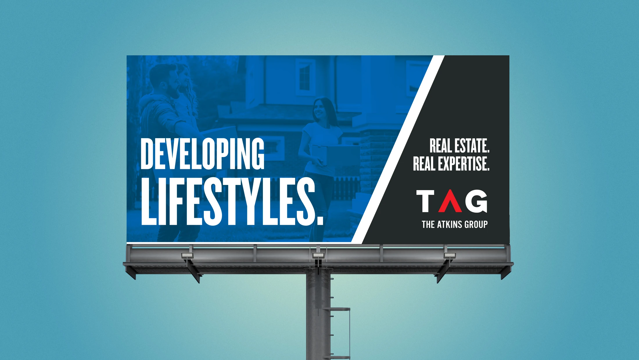 A billboard with the words developing a lifestyle.