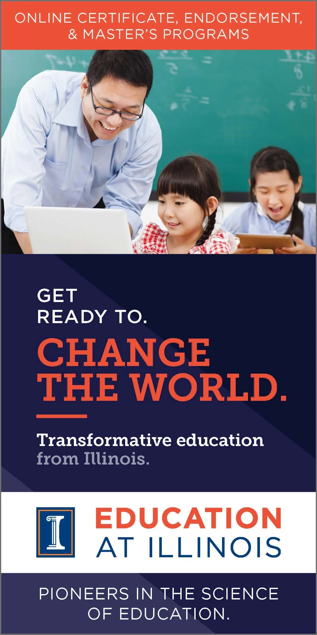 A flyer for illinois education that says, ready to change the world.