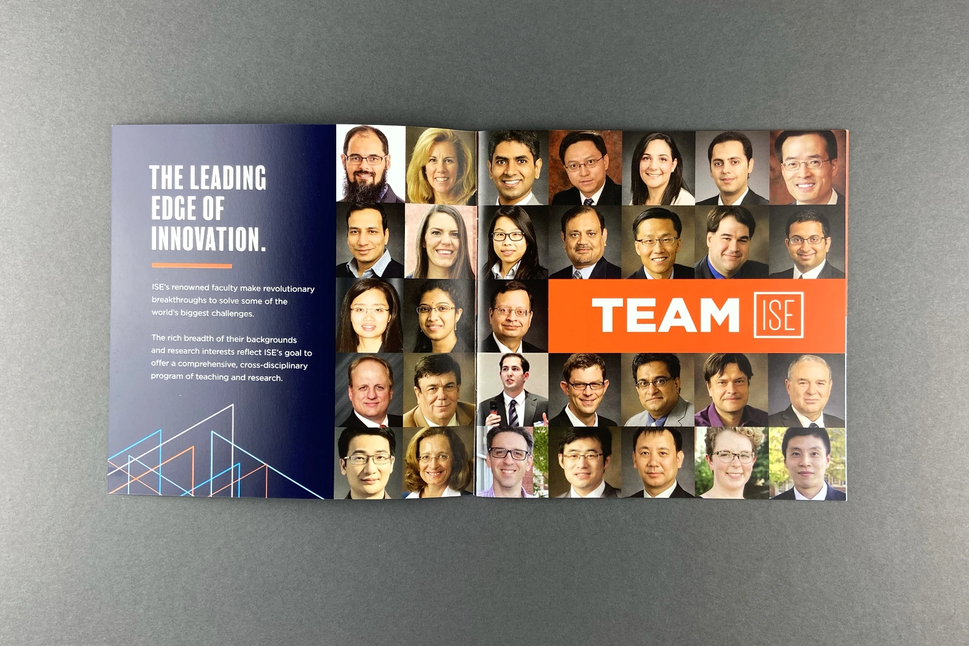 A brochure with a group of people on it.