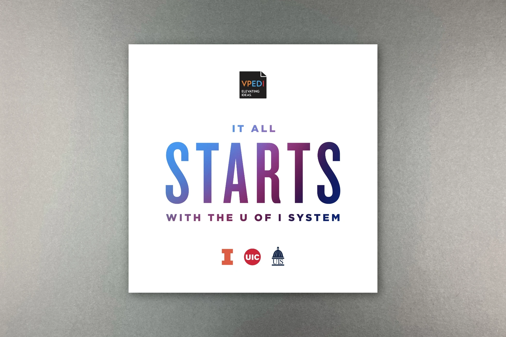 A poster that says it all starts with the up system.